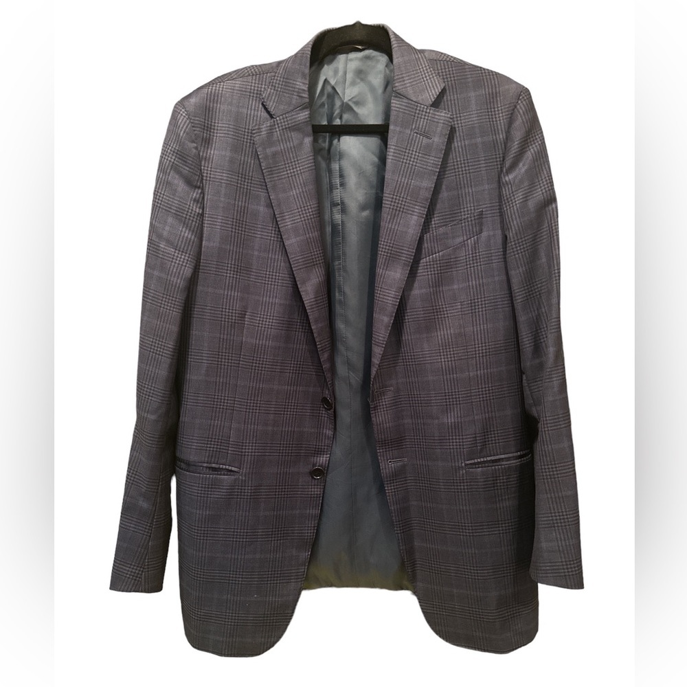TRUSSINI made In Italy Super 130’s Wool Check Print Jacket Size 42R (52 Italian)